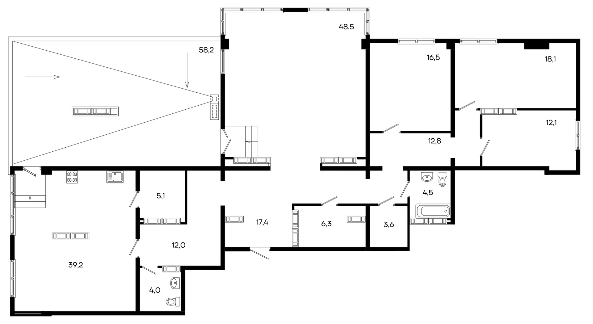 Планировка: 4-комн. квартира 258.30 м² в новостройке Трубаченко