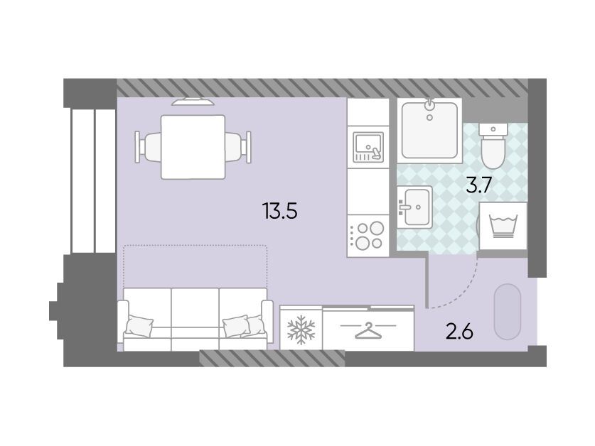 Планировка: Студия 19.80 м² в новостройке ЖК ЗИЛАРТ