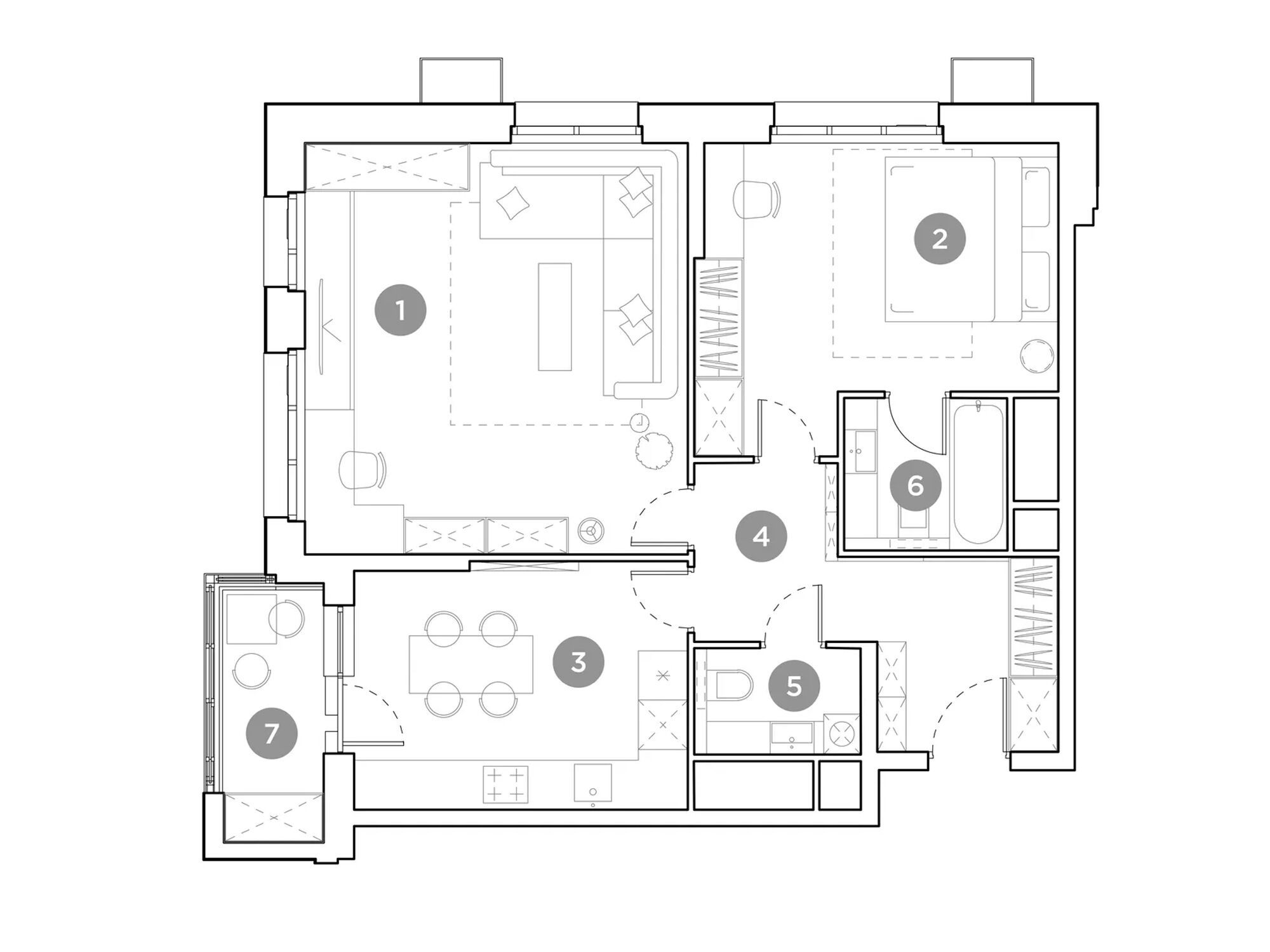 Планировка: 2-комн. квартира 67.50 м² в новостройке Гоголь Парк