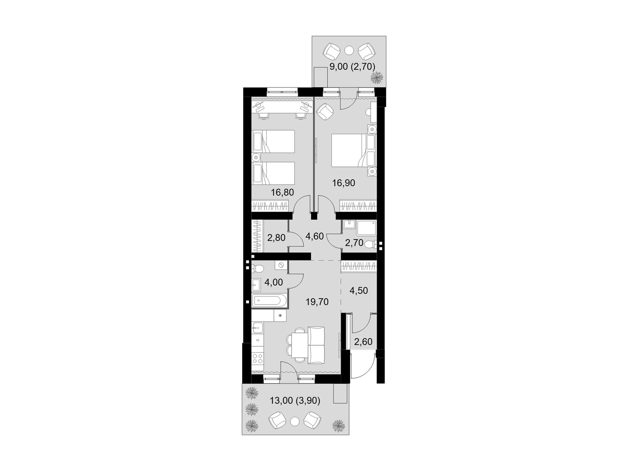Планировка: 3-комн. квартира 81.20 м² в новостройке Апрелевка Клаб