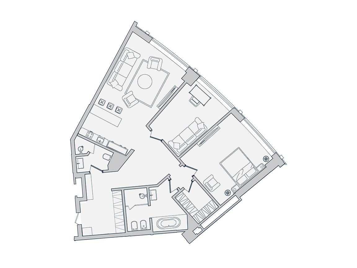 Планировка: 2-комн. квартира 110.80 м² в новостройке ЖК Звезды Арбата