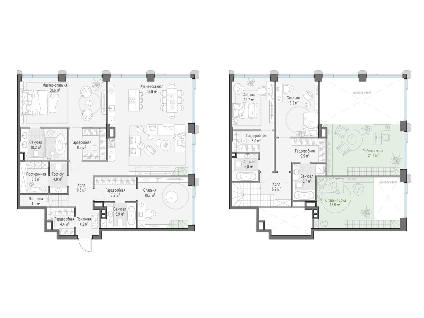 Планировка: 4-комн. квартира 242.40 м² в новостройке Палашёвский 11