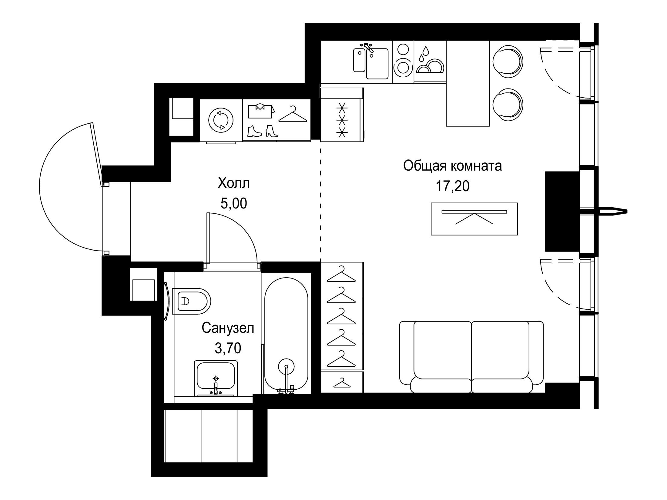 Планировка: Студия 25.90 м² в новостройке Сити Бэй