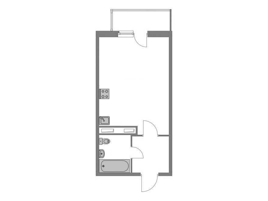 Планировка: Студия 30.10 м² в новостройке Галактика (Новое Девяткино)