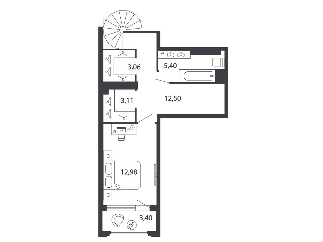 Планировка: 2-комн. квартира 111.02 м² в новостройке Шепилевский