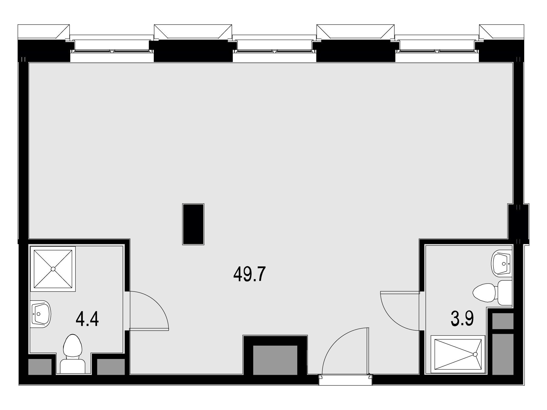Планировка: 2-комн. квартира 59.30 м² в новостройке Wellton SPA Residence