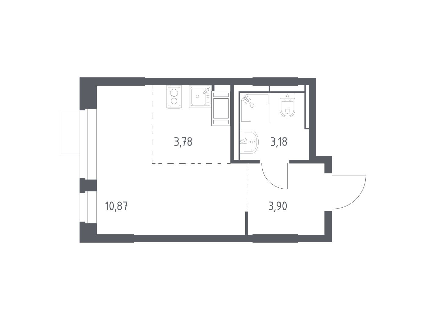 Планировка: Студия 21.73 м² в новостройке Пятницкие Луга
