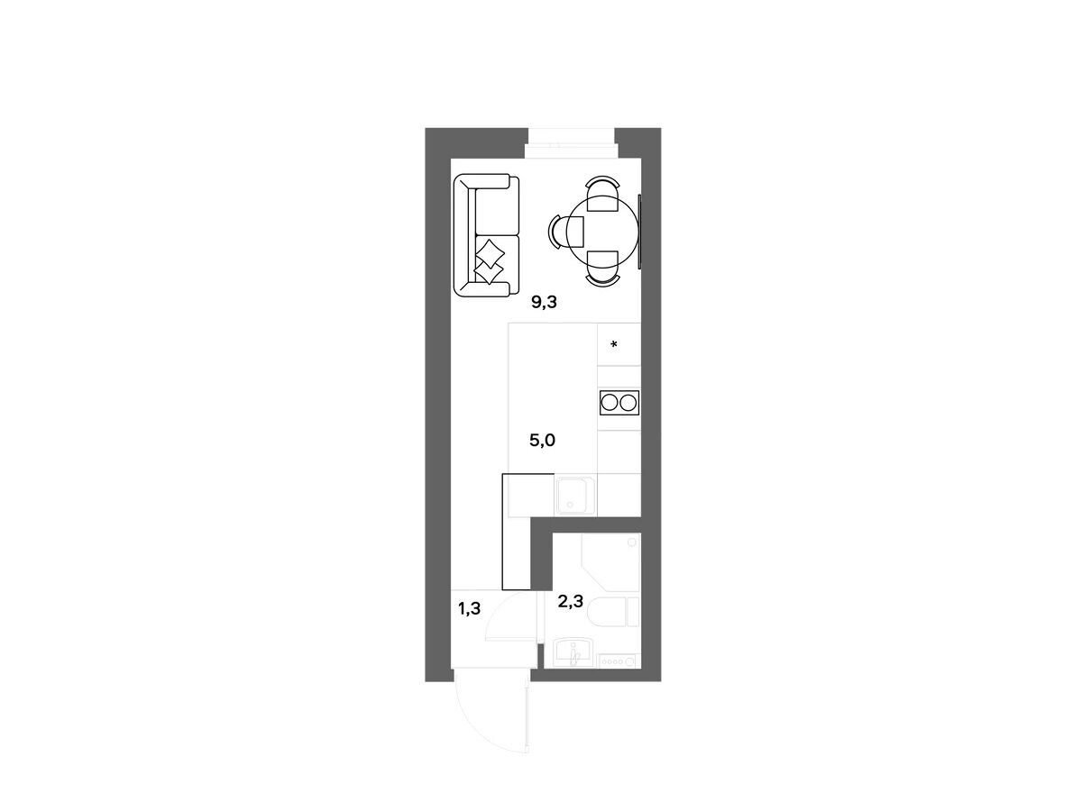 Планировка: Студия 17.90 м² в новостройке Нега