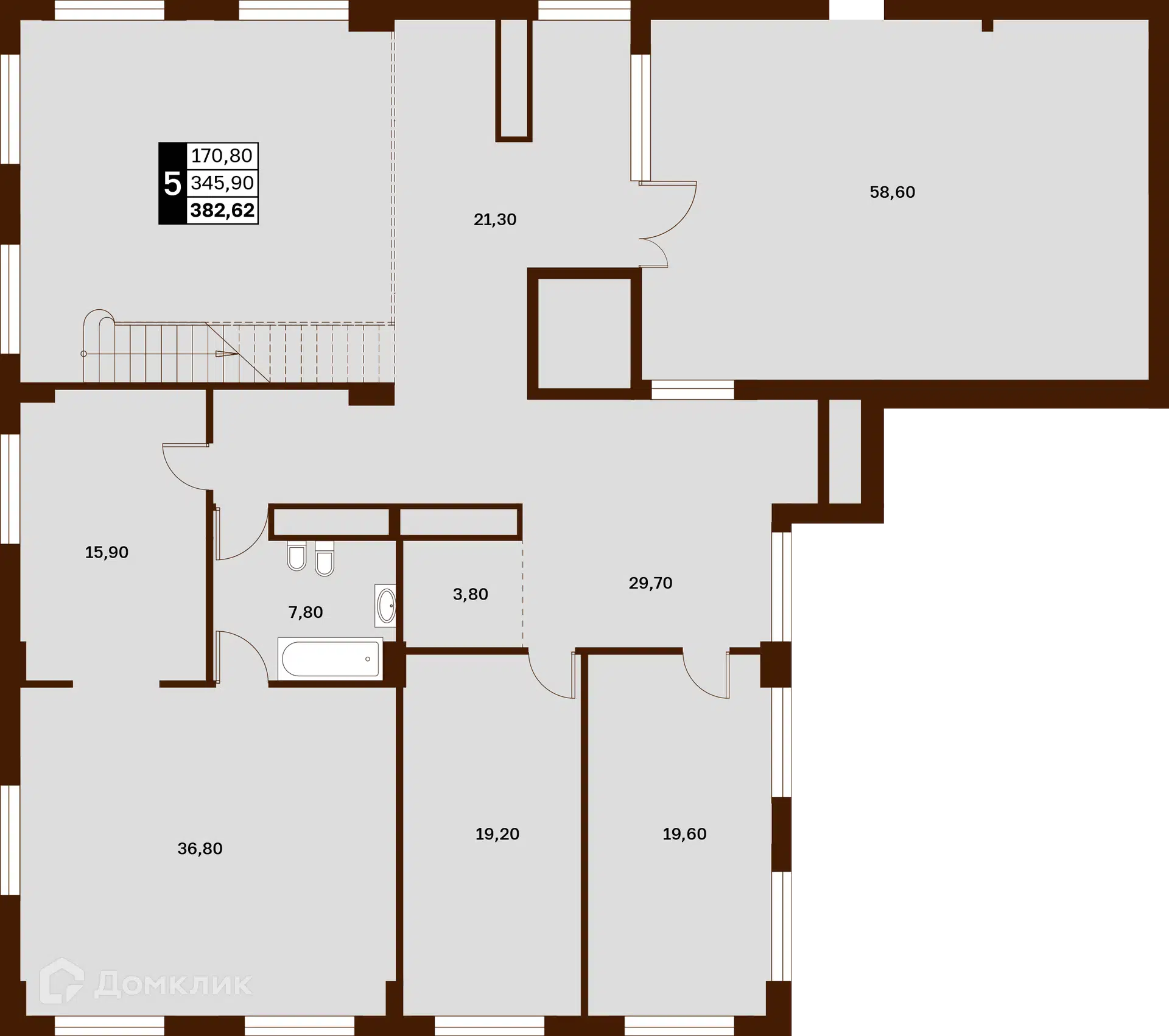 Планировка: 5-комн. квартира 382.62 м² в новостройке Аксис Патриот