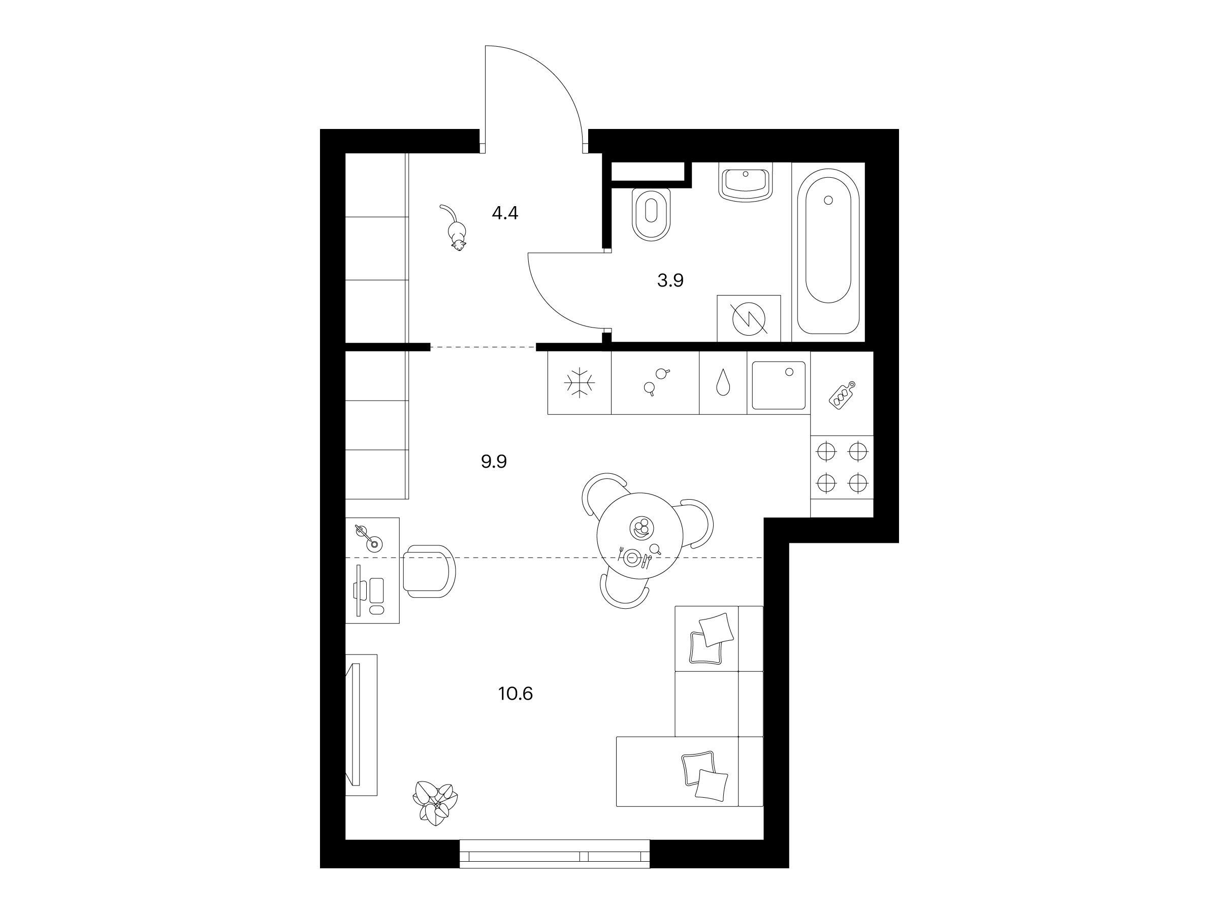 Планировка: Студия 28.80 м² в новостройке ЖК Саларьево парк