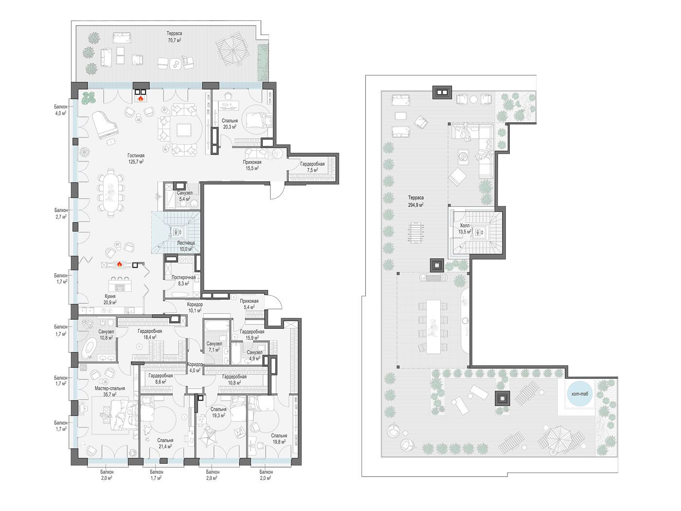 Планировка: 5-комн. квартира 433.20 м² в новостройке Обыденский №1