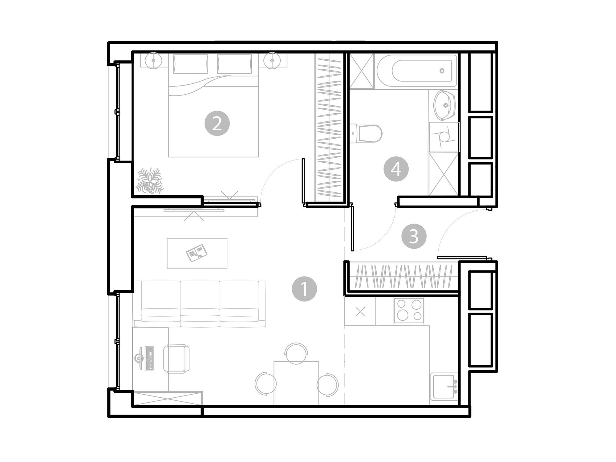 Планировка: 2-комн. квартира 46.61 м² в новостройке Эвопарк Сокольники