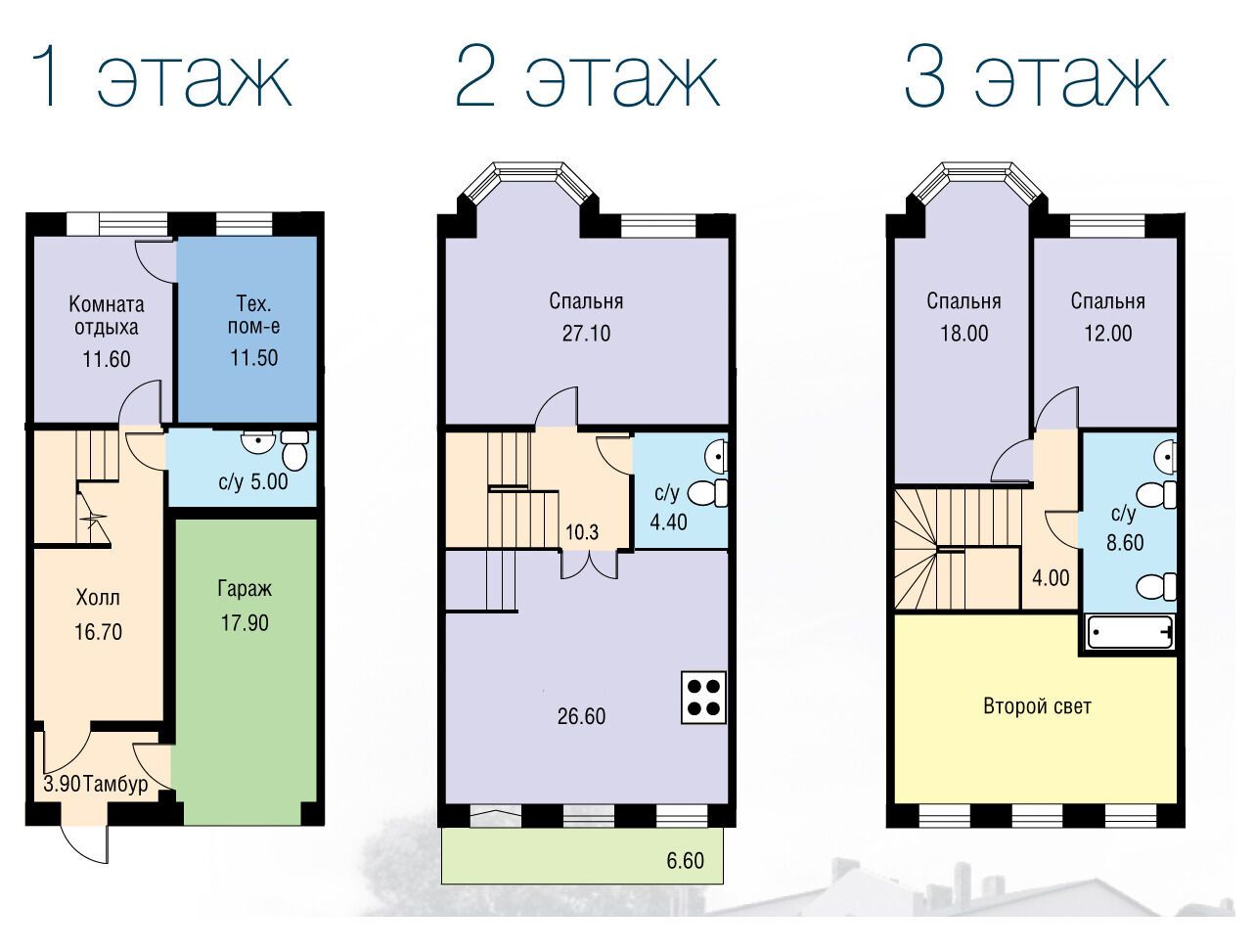 Планировка: 3-комн. квартира 182.70 м² в новостройке Лахта