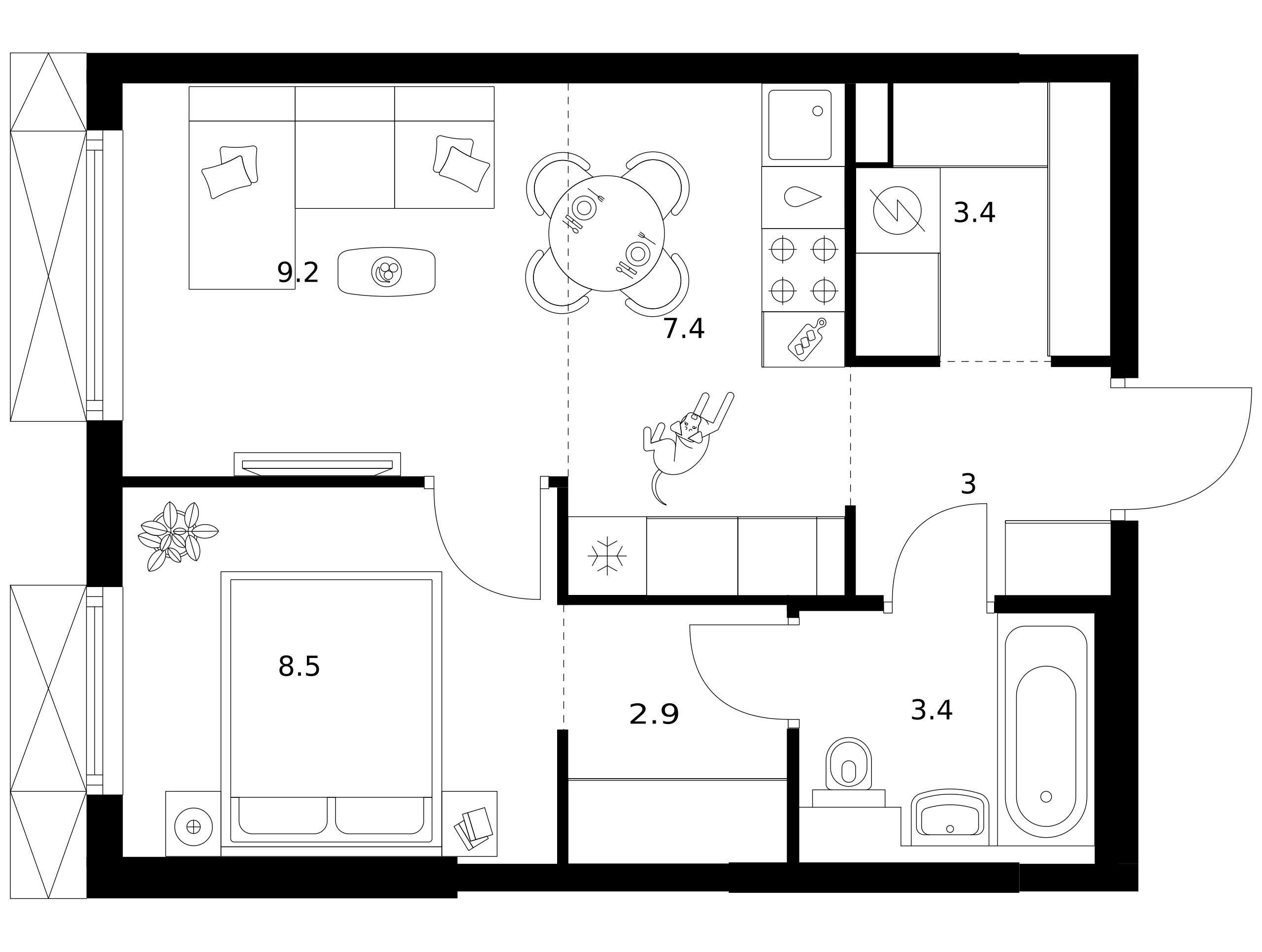 Планировка: 1-комн. квартира 37.80 м² в новостройке Плеханова 11
