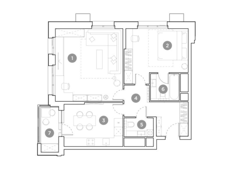 Планировка: 2-комн. квартира 67.30 м² в новостройке Гоголь Парк