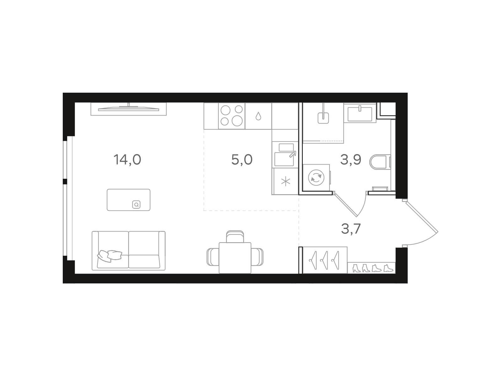 Планировка: Студия 26.60 м² в новостройке НАЗАРÉ