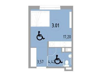 Планировка: Студия 25.19 м² в новостройке Космос Смарт Южный