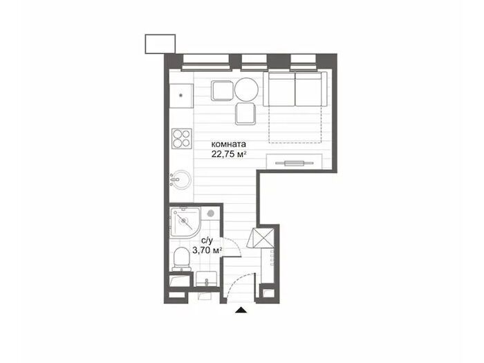 Планировка: Студия 26.70 м² в новостройке СитиМикс Новокосино
