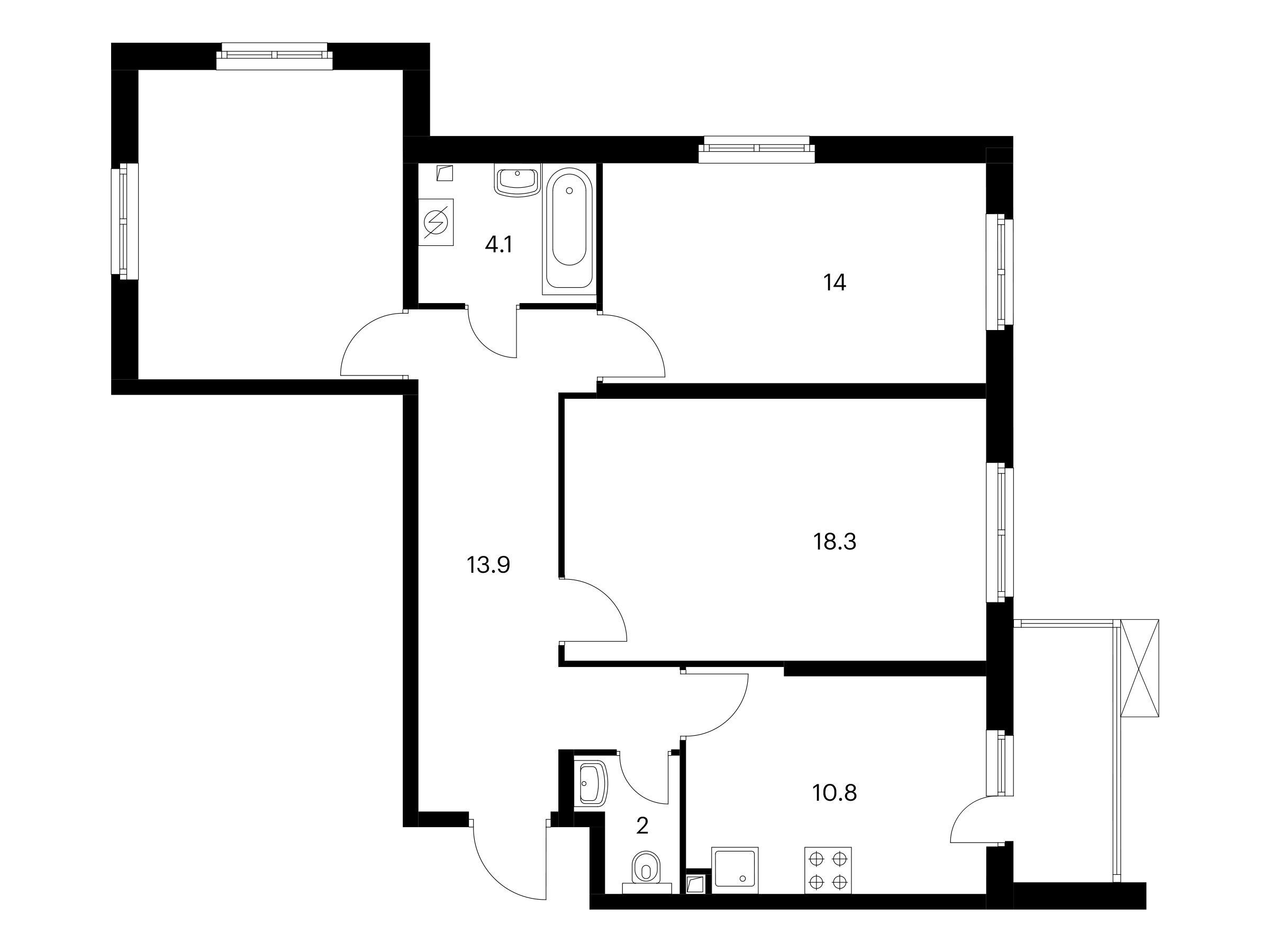 Планировка: 3-комн. квартира 78.70 м² в новостройке Митинский лес