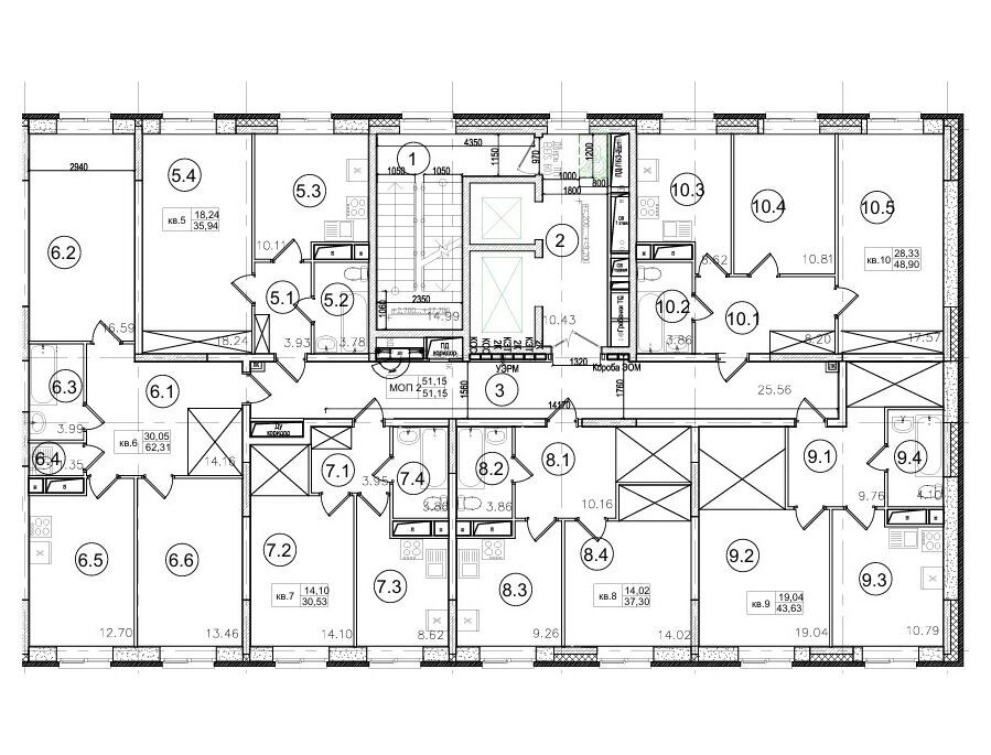 Планировка: 2-комн. квартира 62.31 м² в новостройке Портал