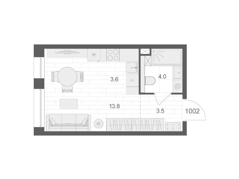 Планировка: Студия 24.90 м² в новостройке Артель