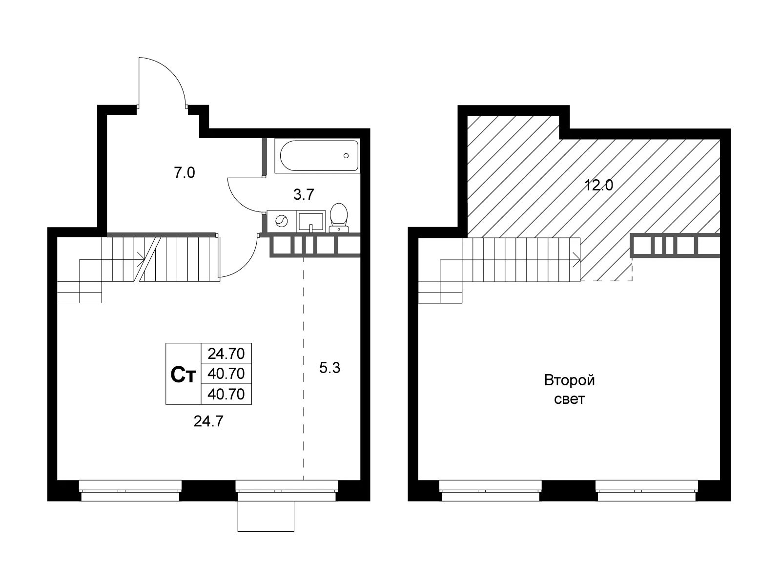 Планировка: Студия 52.70 м² в новостройке Легенда Марусино