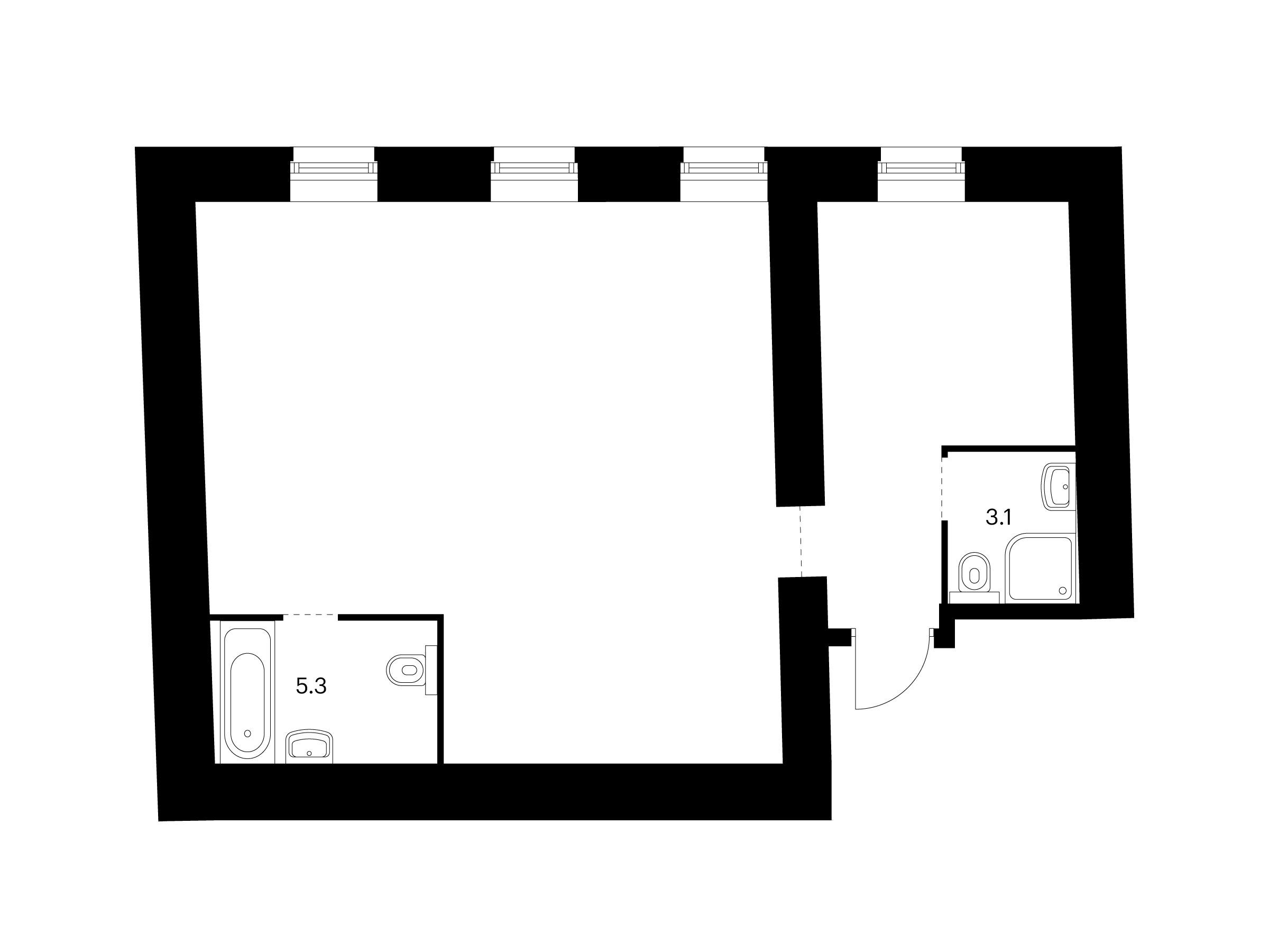 Планировка: 2-комн. квартира 68.40 м² в новостройке Кантемировская 11