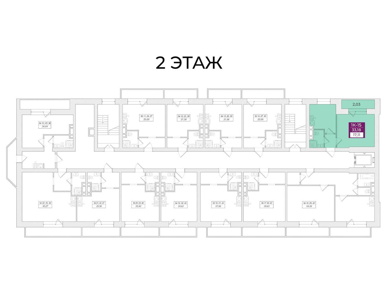 Планировка: 1-комн. квартира 33.18 м² в новостройке Феникс Рощино