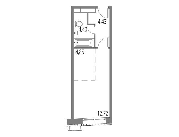 Планировка: 1-комн. квартира 26.40 м² в новостройке Малые Вешки