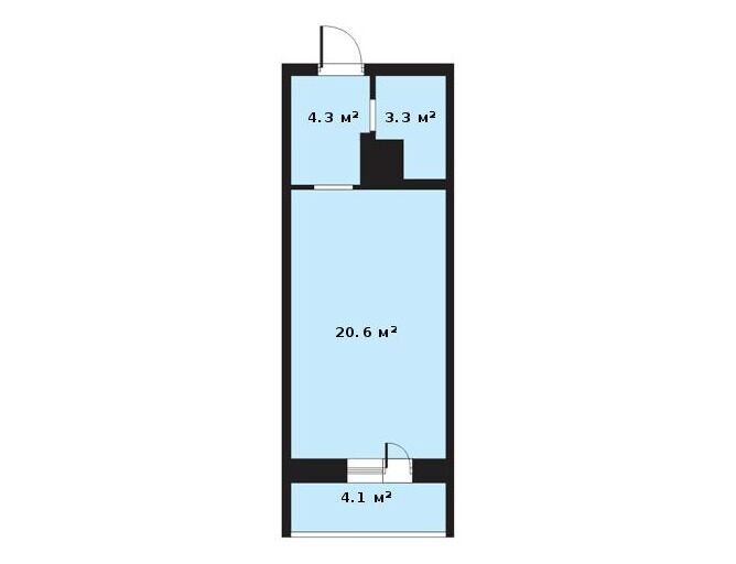 Планировка: Студия 28.20 м² в новостройке Прагма Сити
