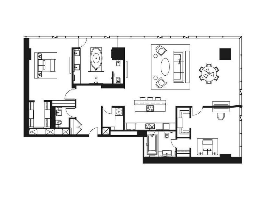 Планировка: 3-комн. квартира 189.20 м² в новостройке Око