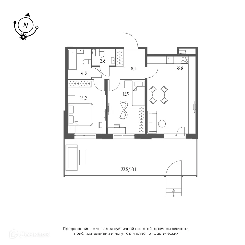 Планировка: 2-комн. квартира 79.10 м² в новостройке Зеленая Река