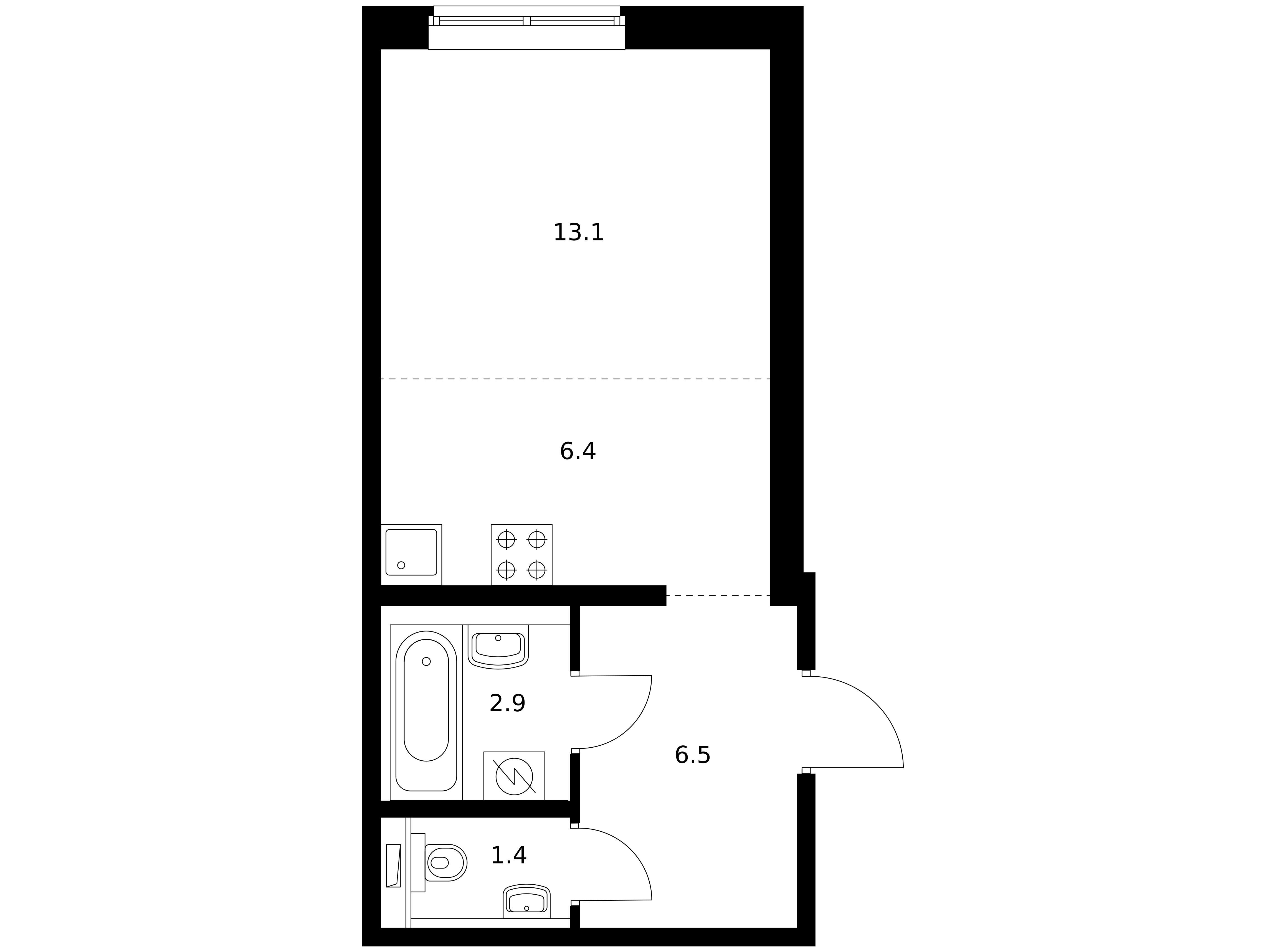 Планировка: Студия 29.60 м² в новостройке ЖК Саларьево парк