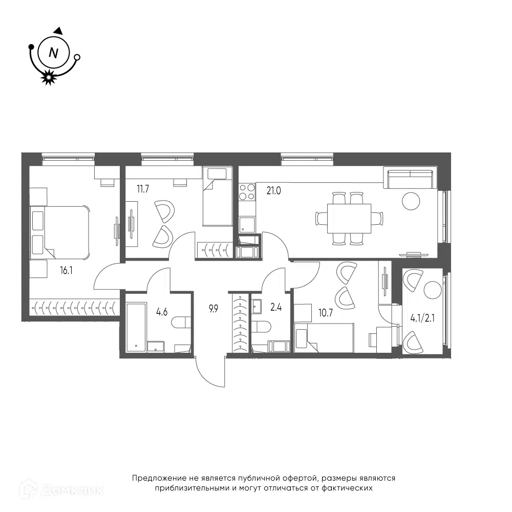 Планировка: 3-комн. квартира 78.80 м² в новостройке Зеленая Река