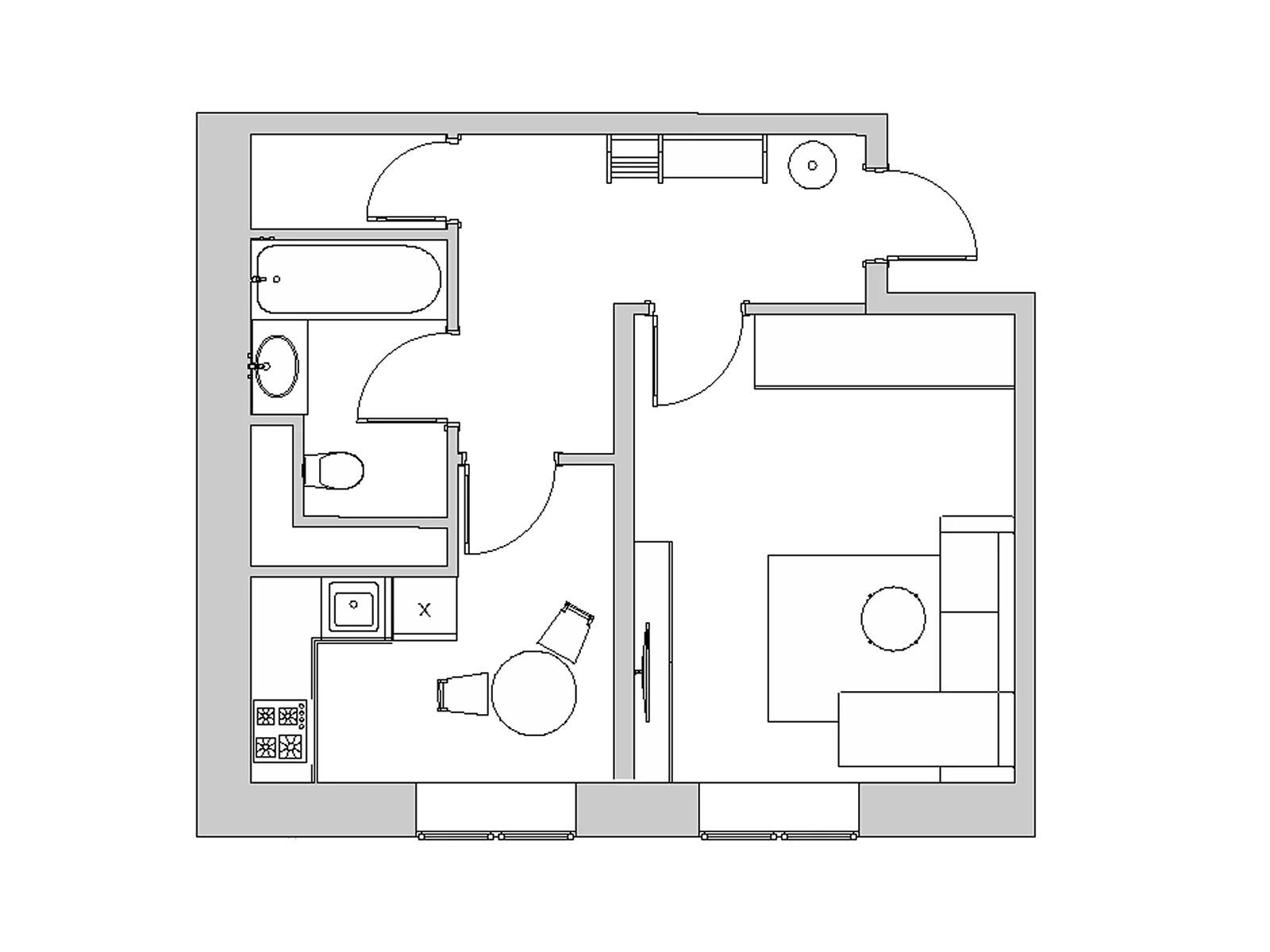 Планировка: 1-комн. квартира 37.20 м² в новостройке Высокий берег