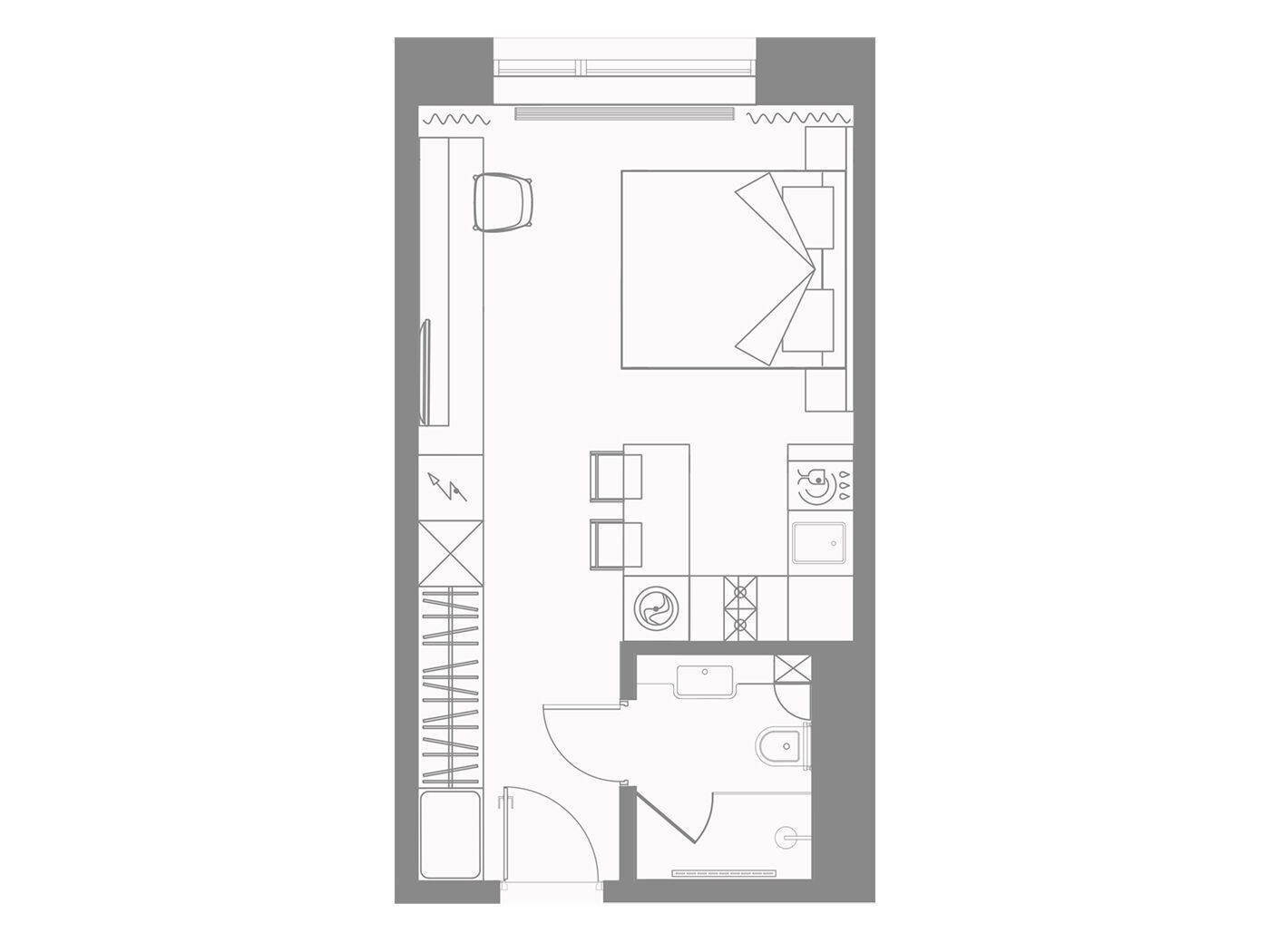 Планировка: 1-комн. квартира 27.18 м² в новостройке ЖК Йес Приморский