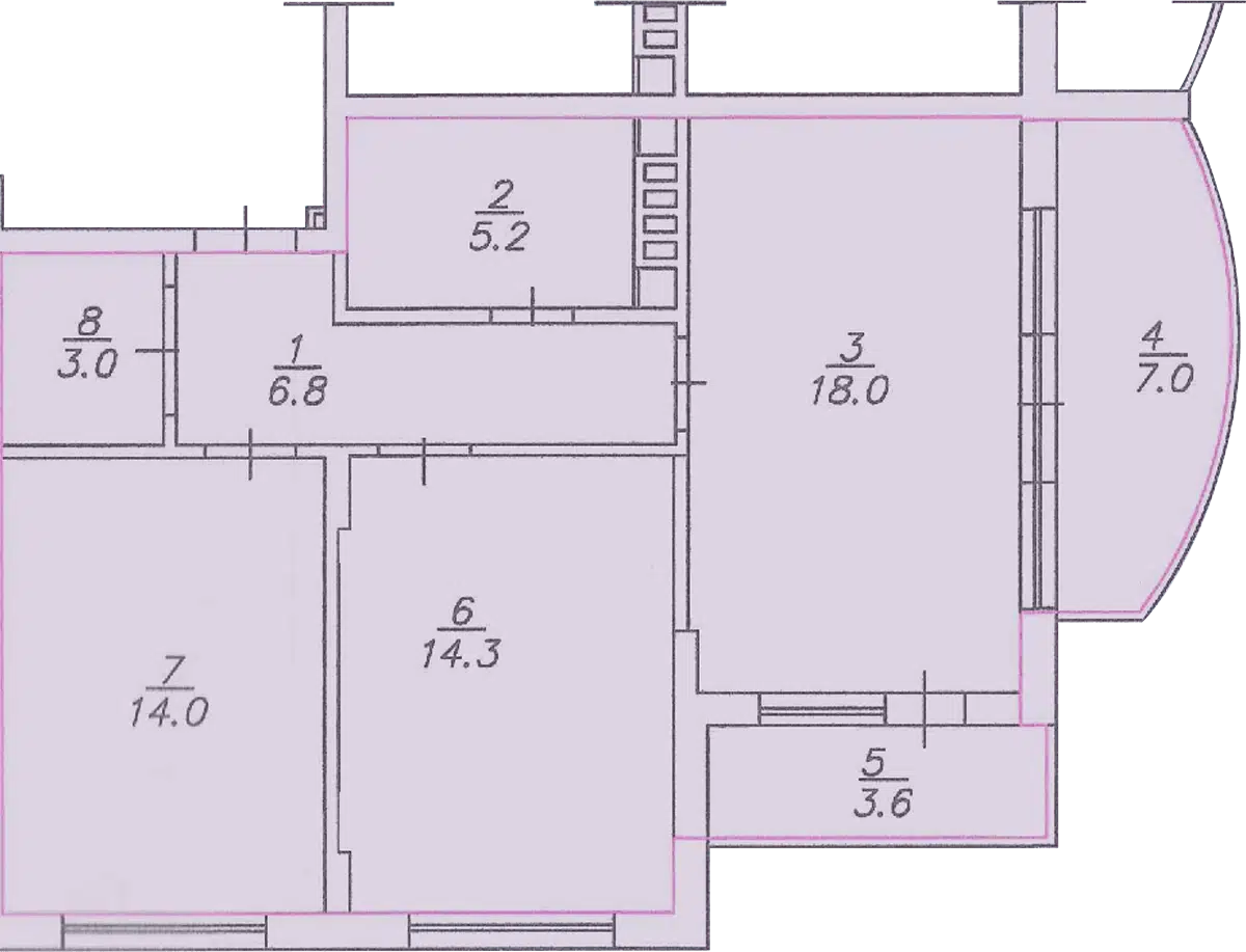 Планировка: 2-комн. квартира 71.90 м² в новостройке Аврора