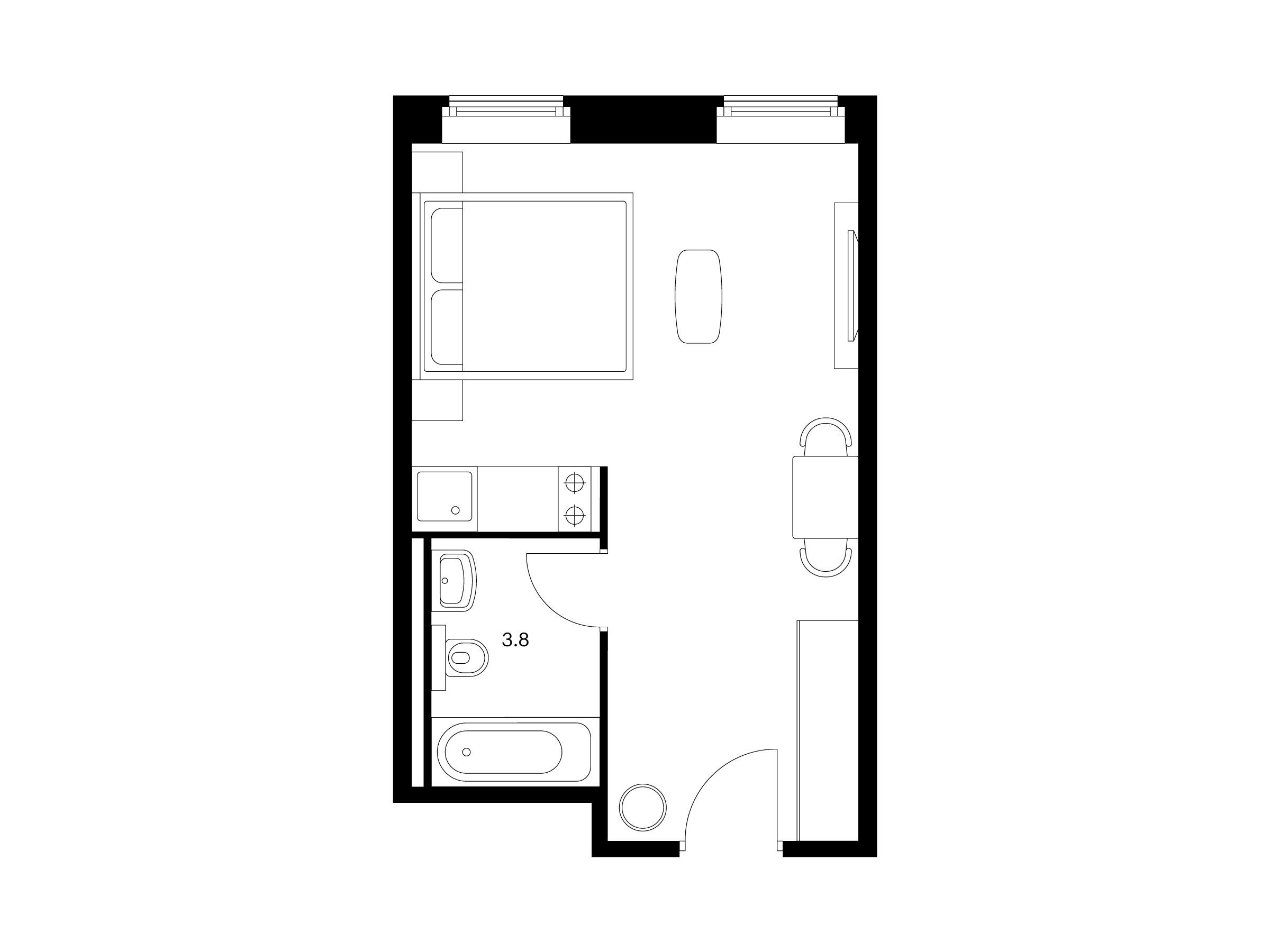 Планировка: Студия 27.10 м² в новостройке Вольта