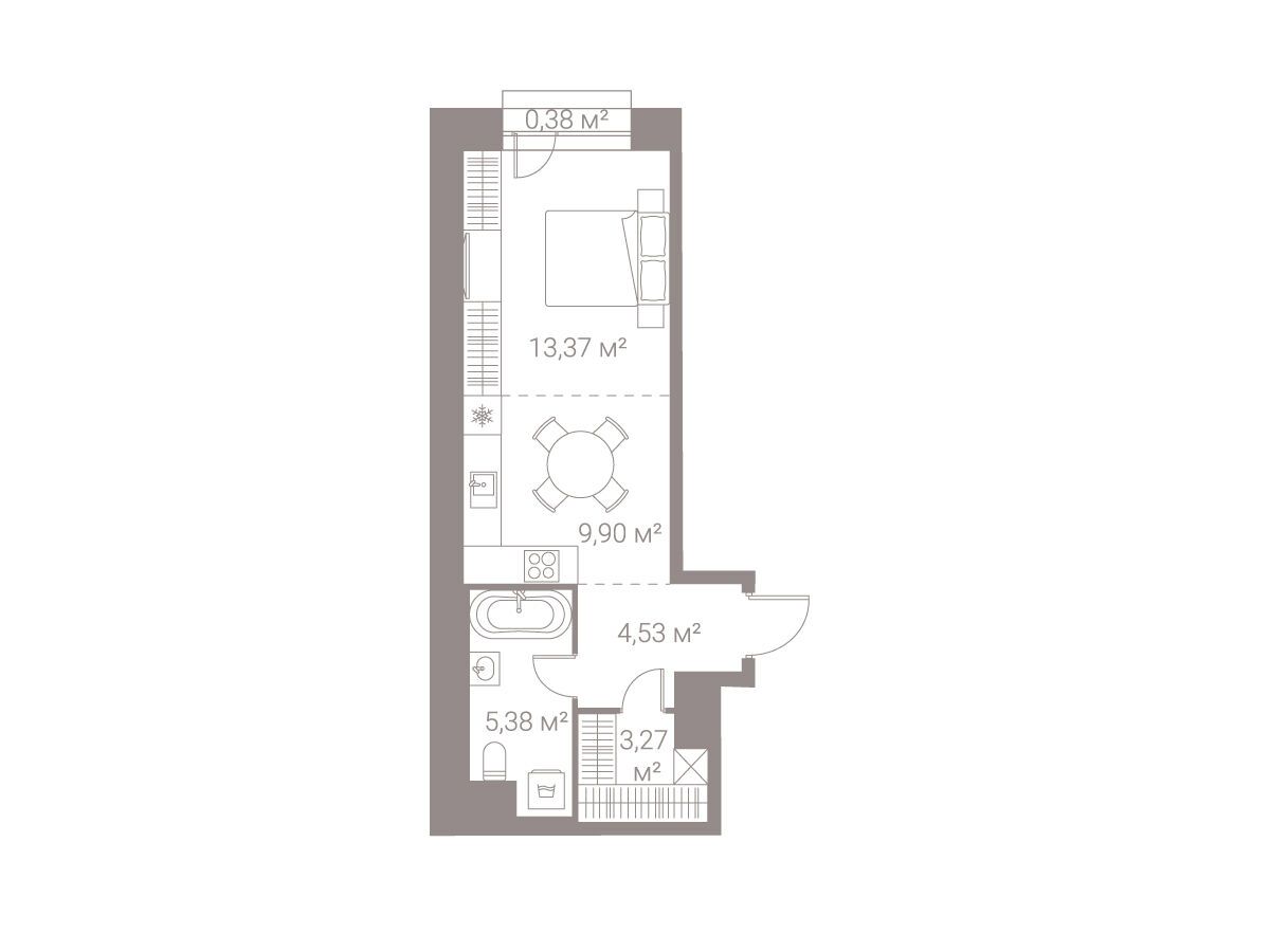 Планировка: Студия 36.83 м² в новостройке ЖК Лайф Варшавская