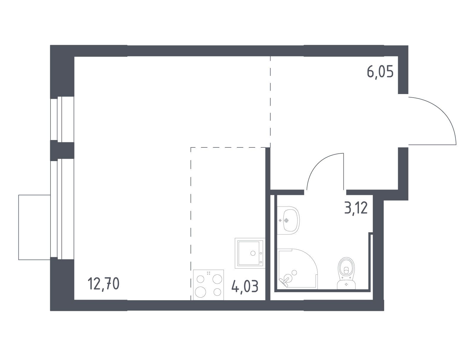 Планировка: Студия 25.90 м² в новостройке ЖК Молжаниново