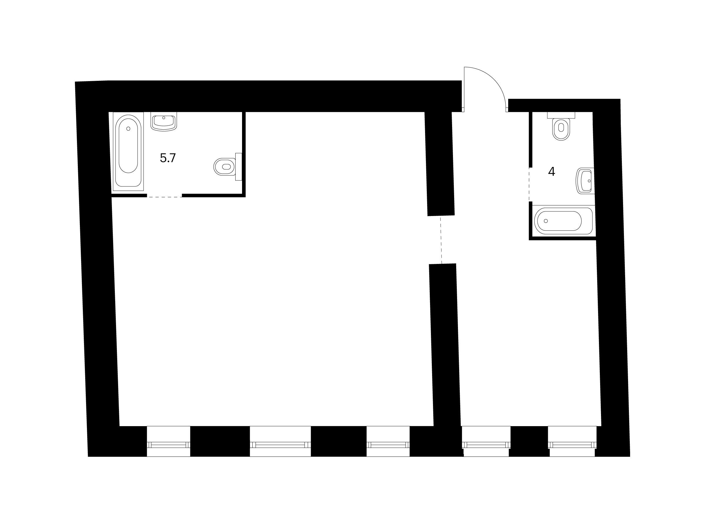 Планировка: 2-комн. квартира 73.90 м² в новостройке Кантемировская 11