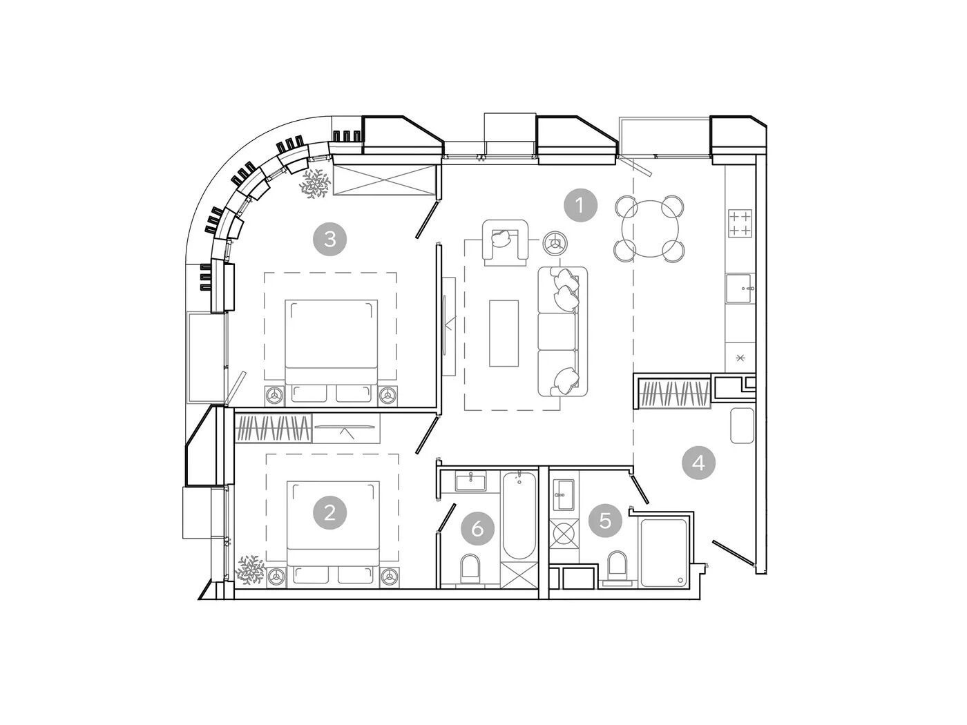 Планировка: 3-комн. квартира 79.10 м² в новостройке Уно.Соколиная гора