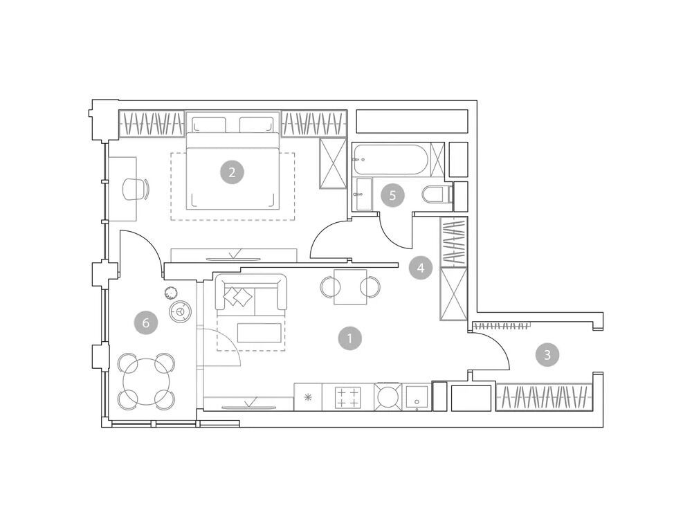 Планировка: 2-комн. квартира 47.20 м² в новостройке Вэри на Миклухо-Маклая