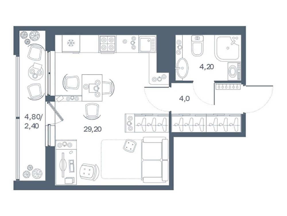 Планировка: Студия 27.40 м² в новостройке Европейский парк