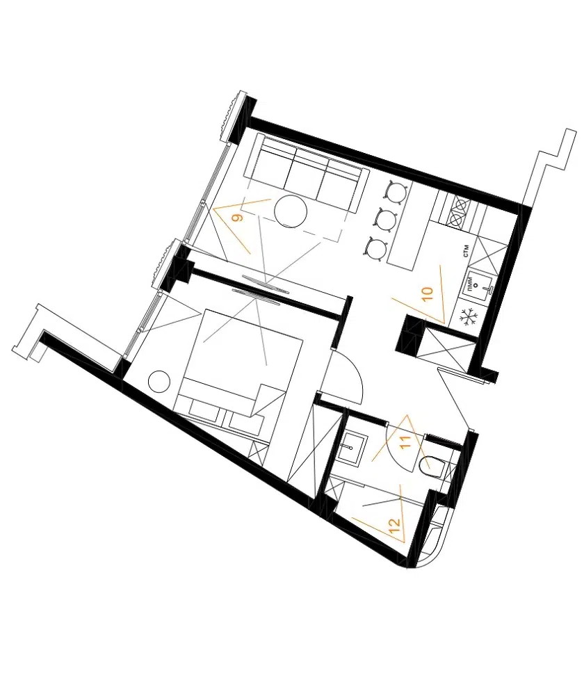 Планировка: 1-комн. квартира 47.10 м² в новостройке Гранд Каскад