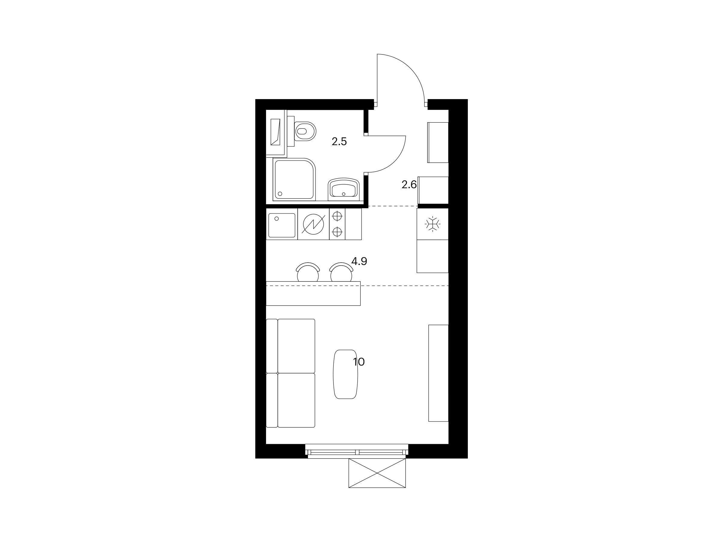 Планировка: Студия 20.00 м² в новостройке Юнино