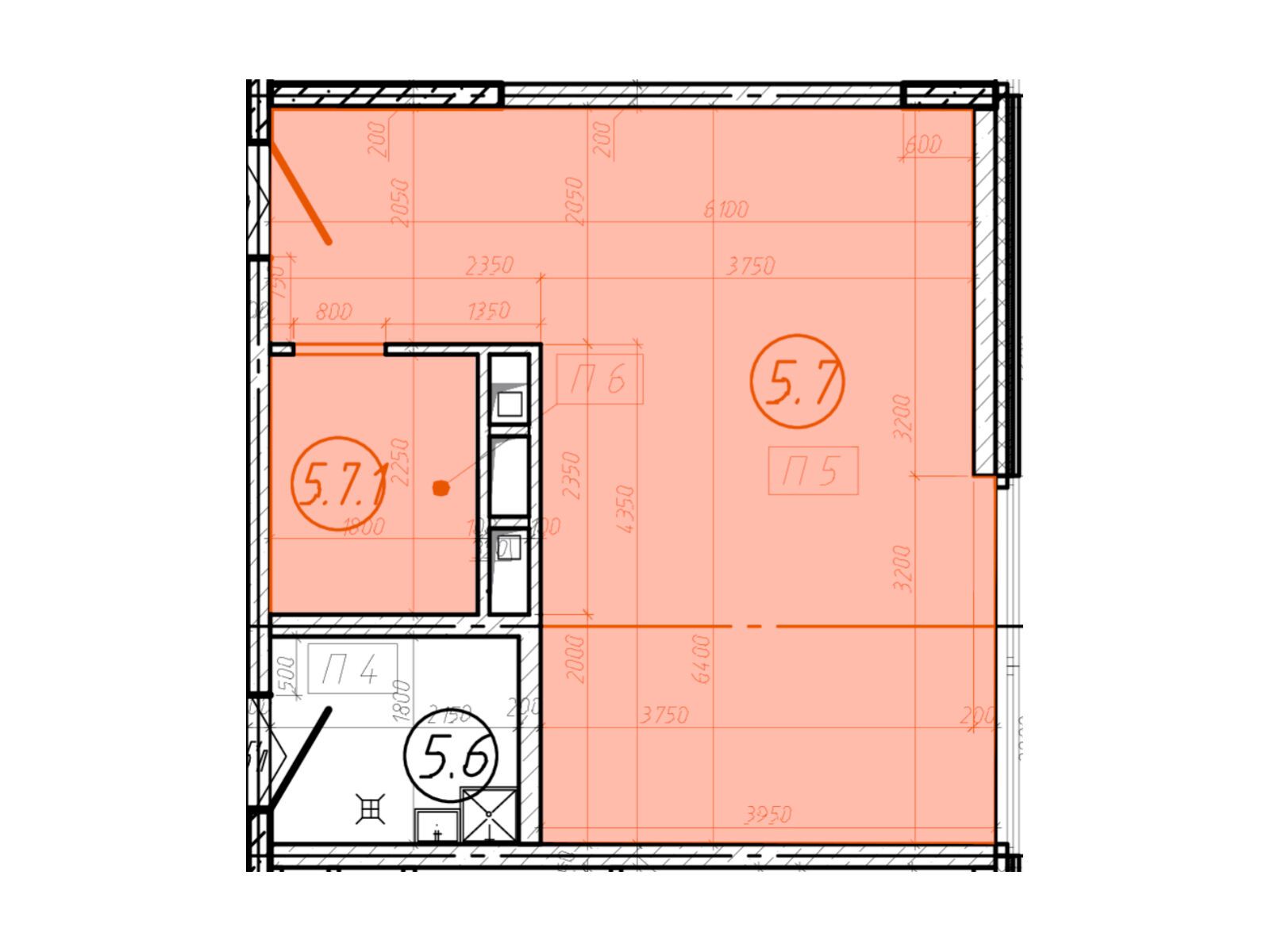 Планировка: 1-комн. квартира 33.50 м² в новостройке Сантерра