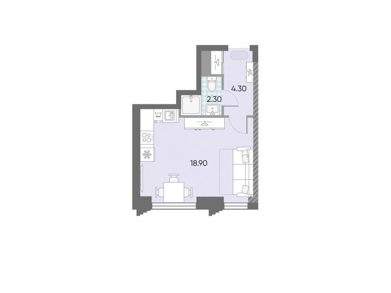 Планировка: Студия 25.50 м² в новостройке Обручева 30