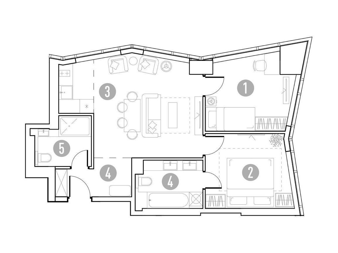 Планировка: 2-комн. квартира 60.94 м² в новостройке Уно. Горбунова