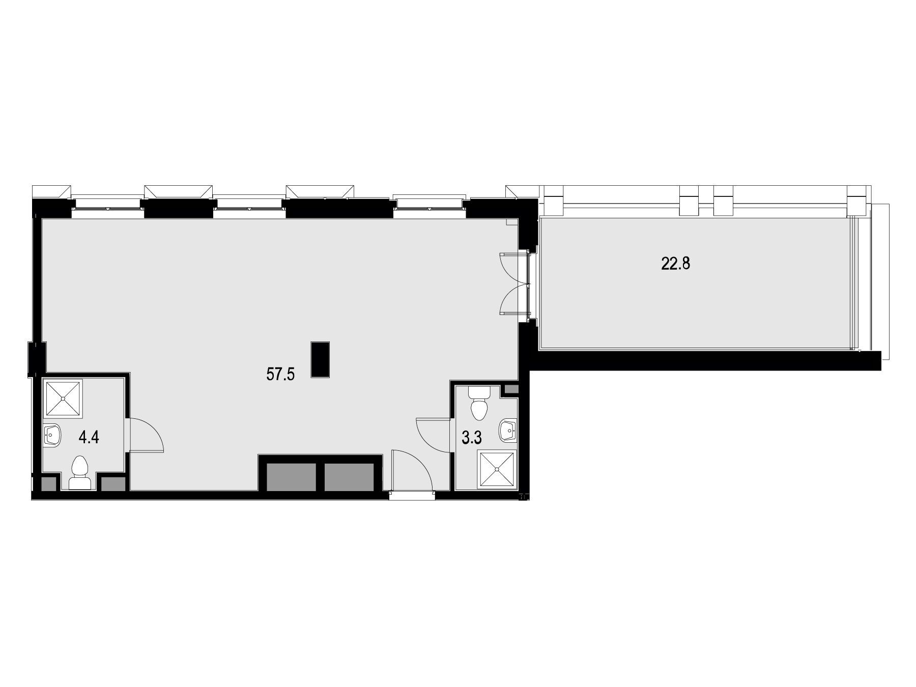 Планировка: 2-комн. квартира 90.50 м² в новостройке Wellton SPA Residence